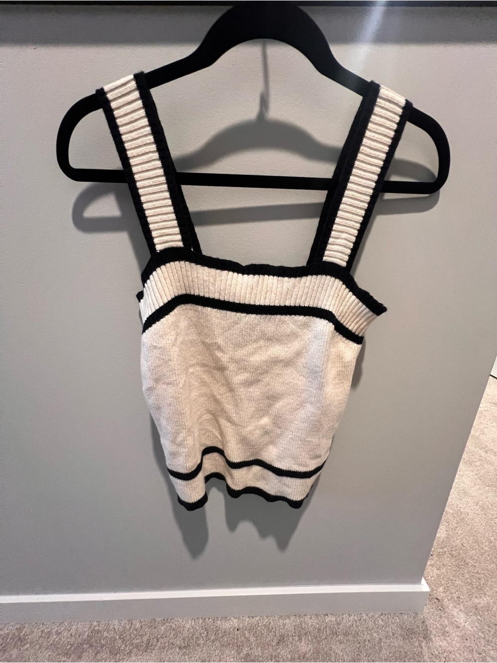 Soft Knit Ivory Tank with Black Trim - Women's Top